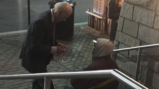 Viral photo captures VP Joe Biden in candid moment with homeless man outside Georgetown theater