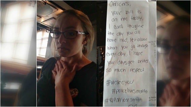 'Police Lives Matter': Server picks up check for officers after funeral