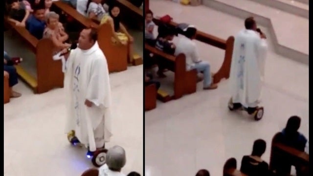 Priest suspended for using hoverboard during Christmas Eve Mass