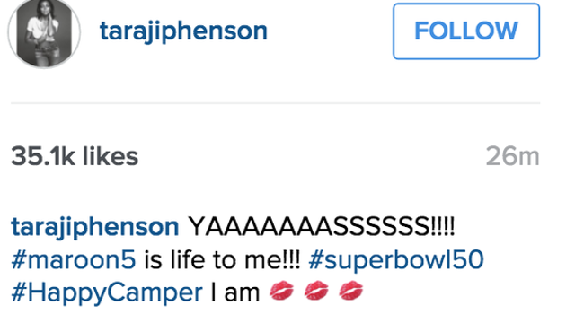 Apparently Taraji P. Henson thought Coldplay was Maroon 5 at Super Bowl 50