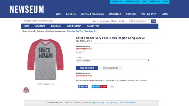Newseum removes 'fake news' t-shirts from shop