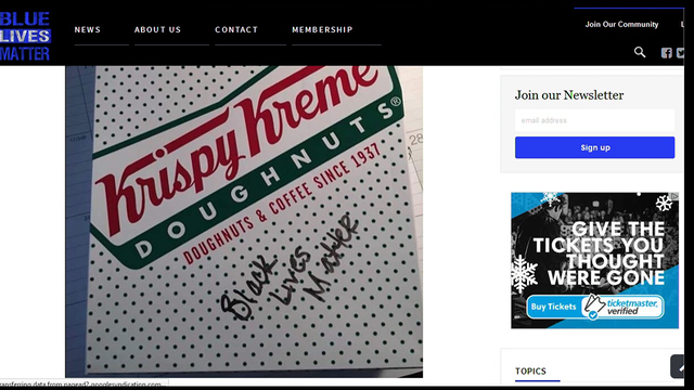 Krispy Kreme investigates message on donut box to Smyrna officer