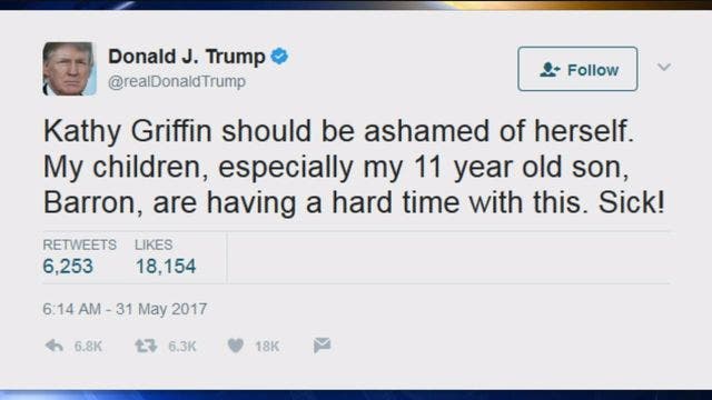 Trump says Kathy Griffin should be ashamed for severed head video