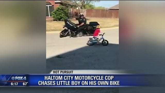 Haltom City police share fun video of officer chasing boy