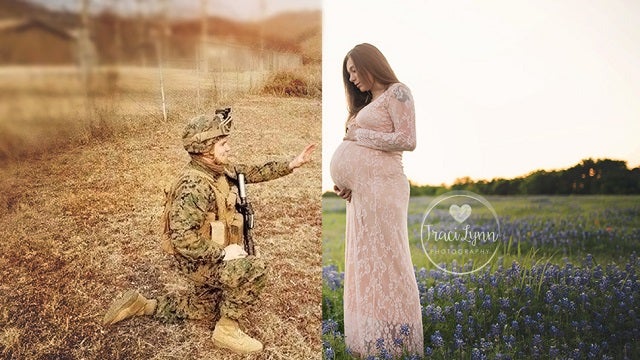 Photographer crops expectant father overseas into maternity photo