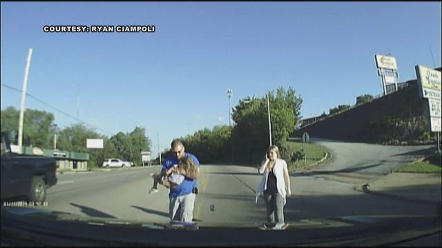 WATCH: Man rescues girl who fell from moving bus on Arkansas highway