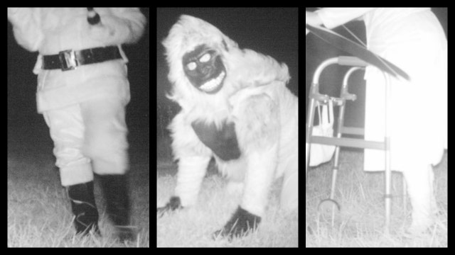 Gorilla, Santa and elderly woman among strange figures captured by park's wildlife cameras