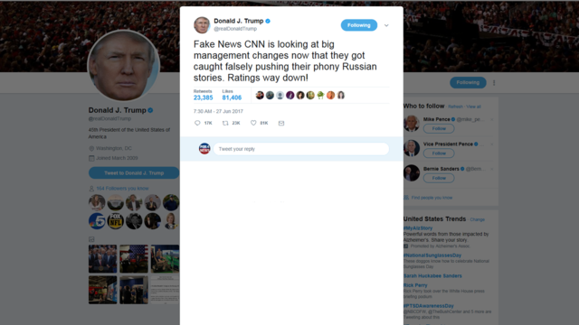 Trump takes another swipe at CNN following resignations