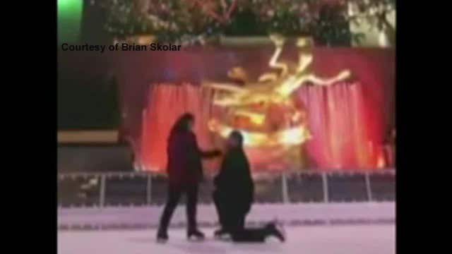 Couple has slippery engagement on Rockefeller ice rink