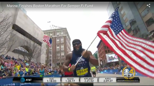 Texas amputee carries American flag at Boston Marathon