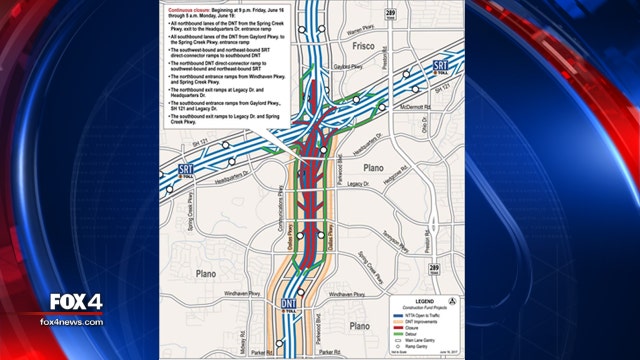 Dallas North Tollway in northern Plano scheduled to close June 16-19