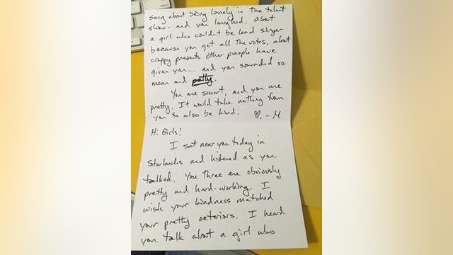 Woman leaves important note for mean girls at Starbucks