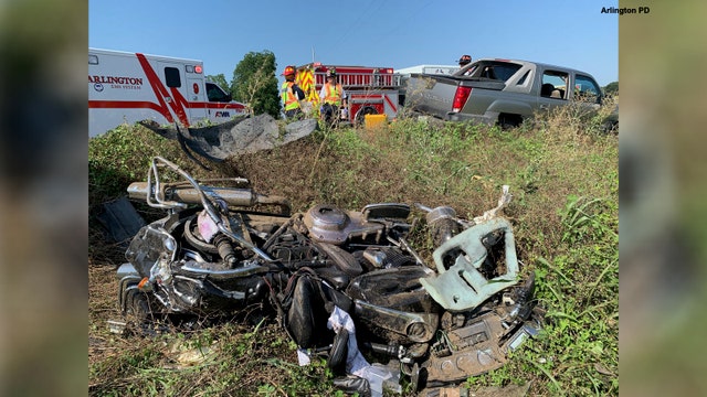 Arlington PD motorcycle hit by DWI suspect