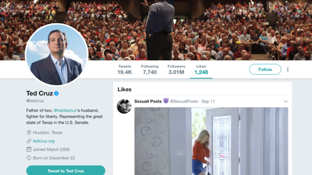 Cruz says aide inadvertently caused his porn Twitter post