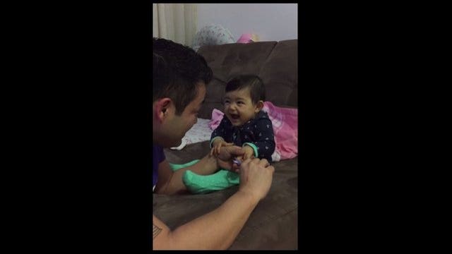 VIDEO: Baby fake cries every time dad's about to cut her nails