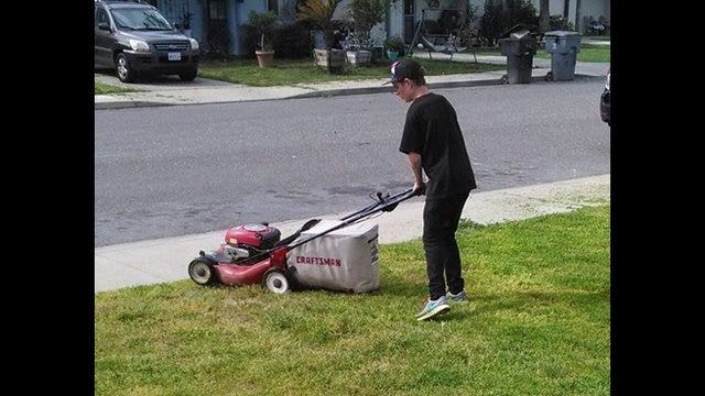 Hardworking kid caught in loving act for girlfriend