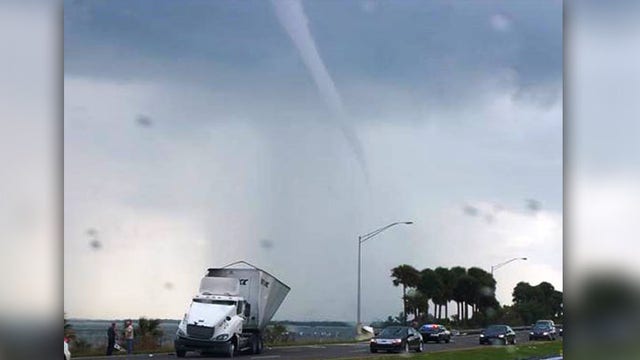 Waterspout damages truck near Skyway bridge