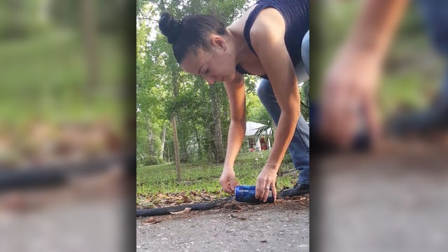 Woman rescues snake with its head stuck in beer can in Brooksville