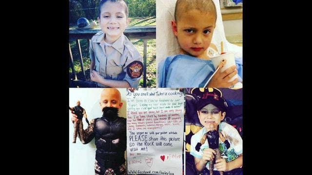 The Rock makes dream come true for boy battling cancer