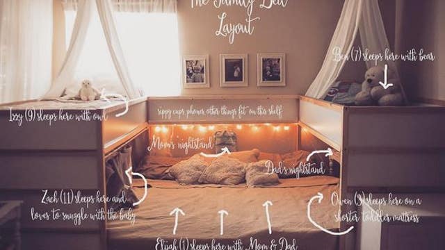 Family of Seven All Sleeps in One Giant Bed