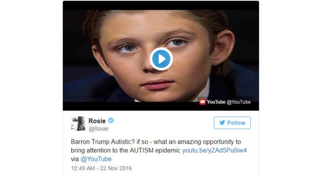 Rosie O'Donnell slammed for suggesting Trump son autistic