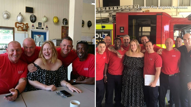 Adele surprises firefighters who battled Grenfell Tower fire in London