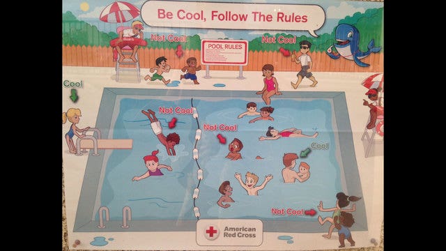 Red Cross pool safety poster called racist