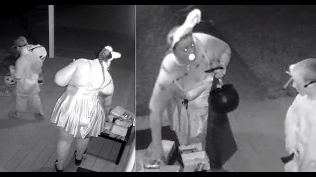 Woman caught snatching all the Halloween candy at one home