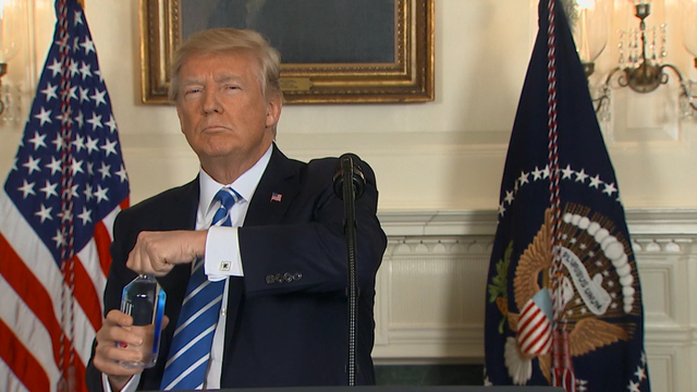 Trump pauses address to nation to take 2 big swigs of water