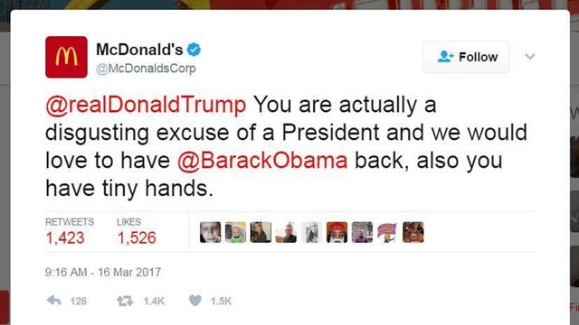 McDonald's says it's investigating tweet at Trump