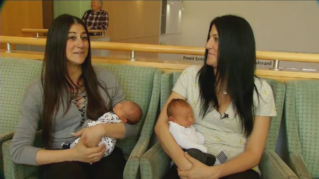 Twin sisters give birth to baby boys on same day