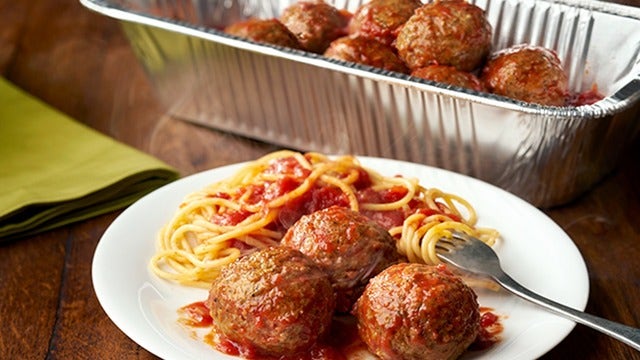 Man with red sauce on face charged with meatball theft