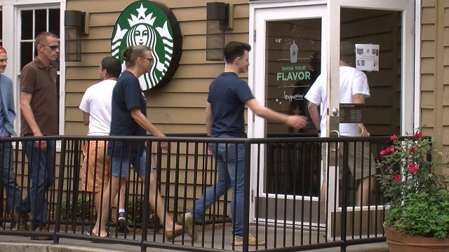Trump supporters stage "sit-in" at Starbucks after woman mocked for wearing Trump t-shirt