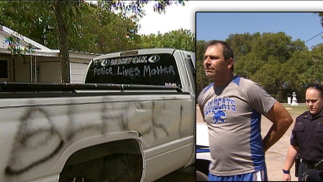 Cops: Texas dad vandalized own truck with anti-police messages