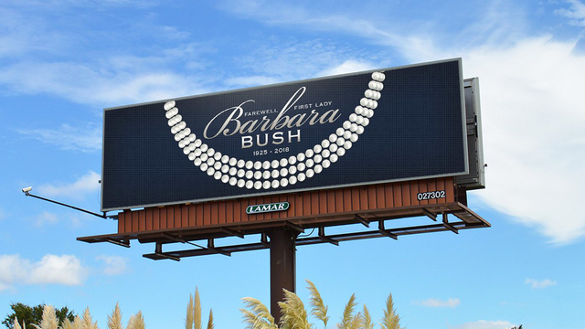 Ad company honoring first lady Barbara Bush with pearl billboards