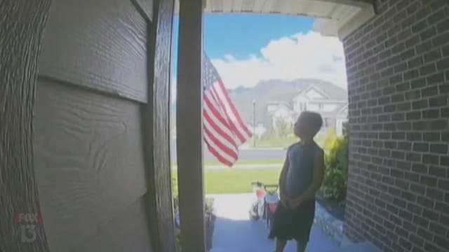Utah boy pledges allegiance to flag when no one's looking