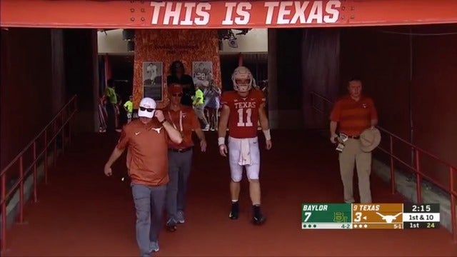 Ehlinger injured, but No. 9 Texas survives Baylor 23-17
