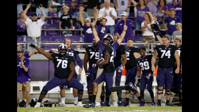 No. 4 TCU rolls 43-0 as Kansas ties NCAA road loss mark