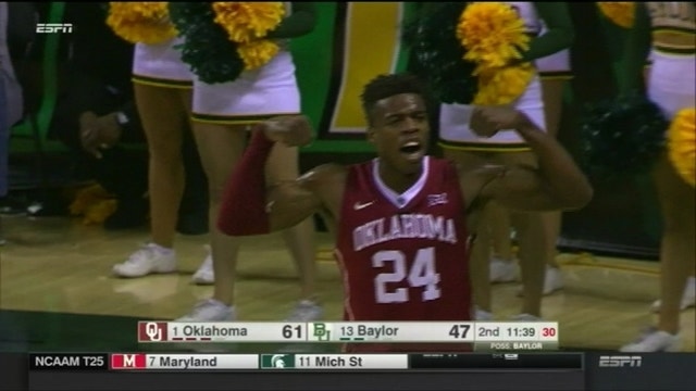 No. 13 Baylor fall 82-72 to Oklahoma, 0-7 vs. No. 1 teams