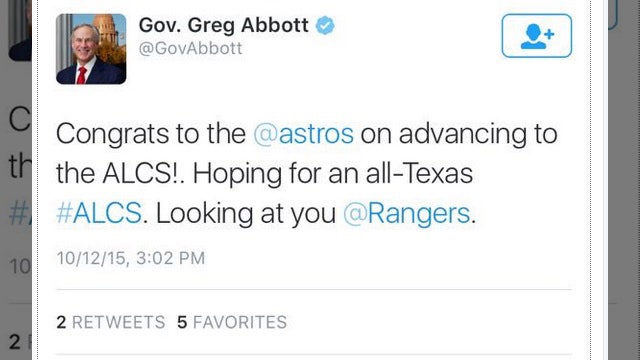 Congratulatory Tweet sent by overzealous Astros fan