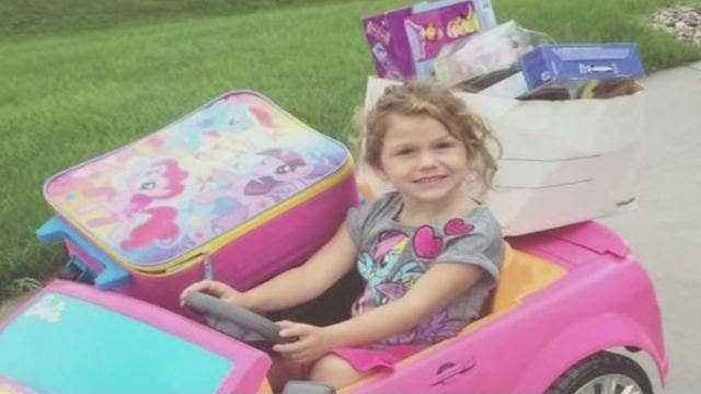 Girl fills Barbie car with gifts for neighbors who lost home in fire