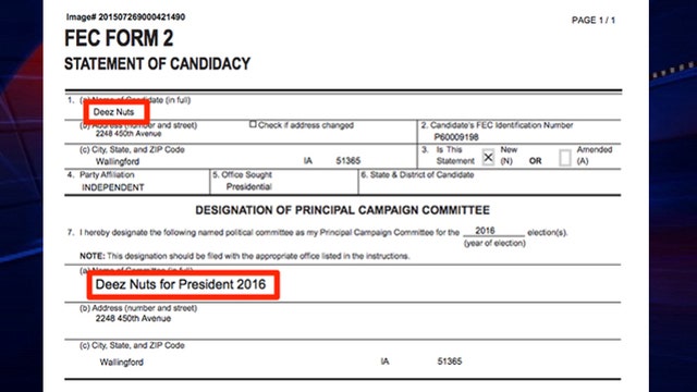 Presidential candidate Deez Nuts polling well in North Carolina
