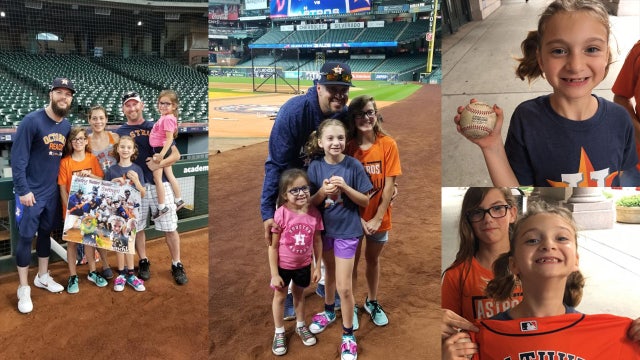 Girl scolded while cheering at game meets Houston Astros players