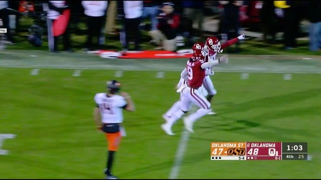 Oklahoma stops late 2-point try, tops Oklahoma State 48-47