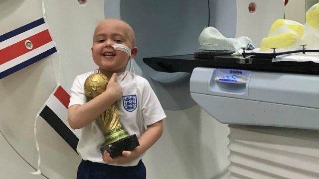 Boy battling brain cancer gets special World Cup trophy