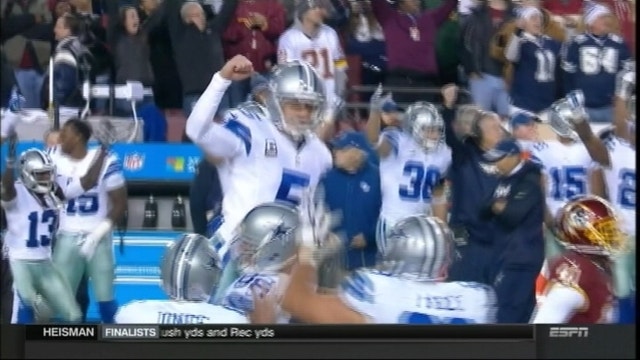 Cowboys top Redskins 19-16 on Bailey's 54-yard field goal
