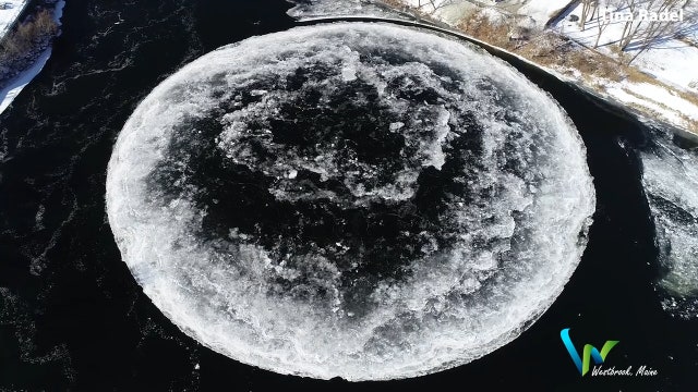 Alien-looking, gigantic rotating ice disk forms in Maine river