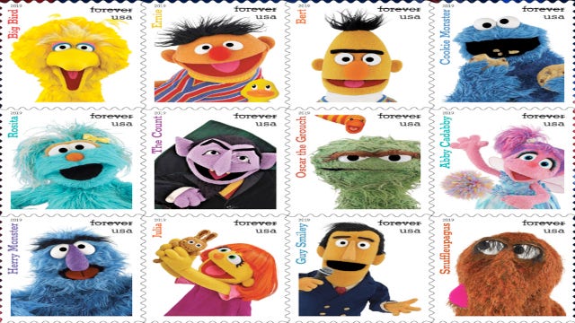 U.S. Postal Service reveals new ‘Sesame Street,' Tyrannosaurus rex stamps