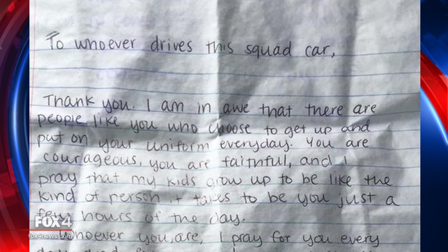 Fort Worth police searching for author of thank you letter