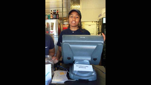 Sasha Obama works takeout window at summer job